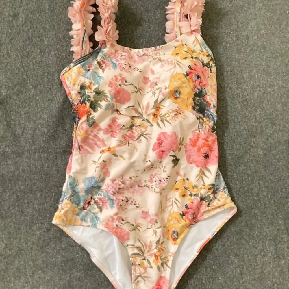 Applique Straps Dense Decals‎ With built-in bra Floral Printed One Piece new